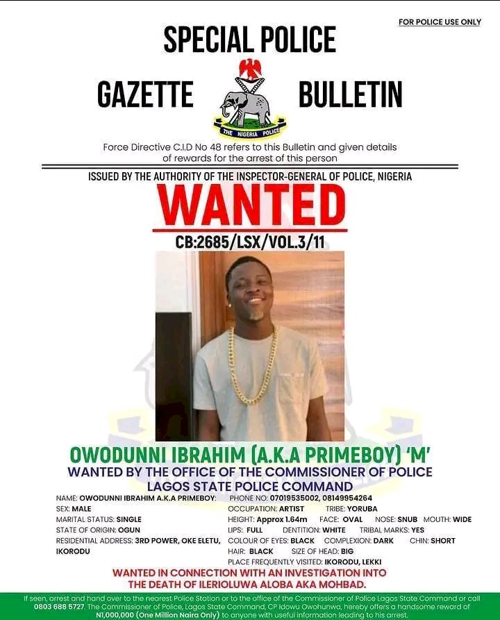 JUST-IN: Primeboy finally shows up to Nigerian police