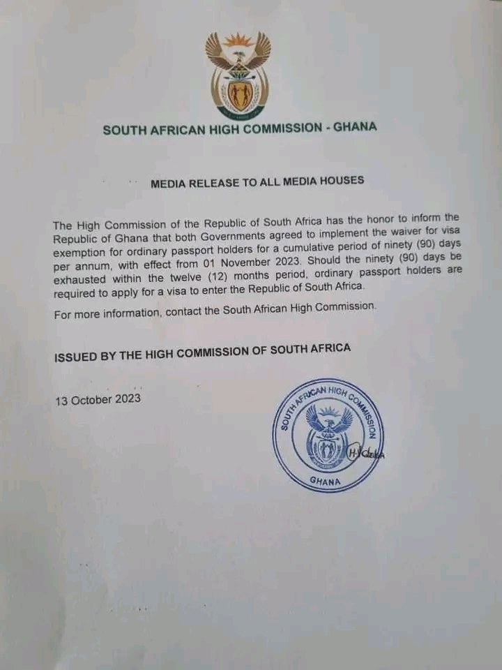 JUST-IN:South Africa snubs Nigeria as they liaise with Ghana on visa-free travels for ordinary passport holders