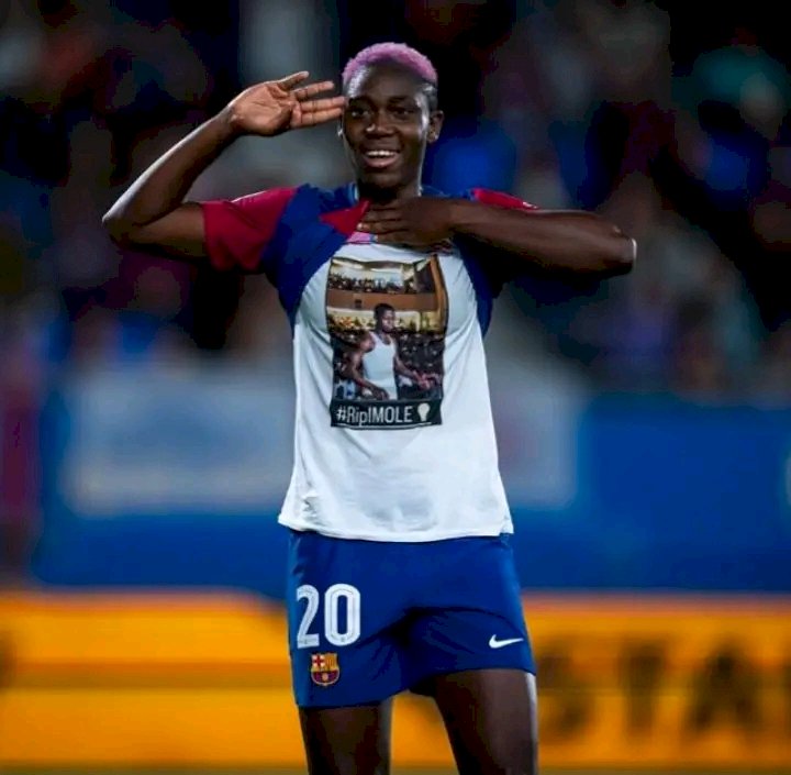 JUST-IN: Nigerian football female star Oshoala Pays Tribute To MohBad After Barcelona's Victory Against Granada
