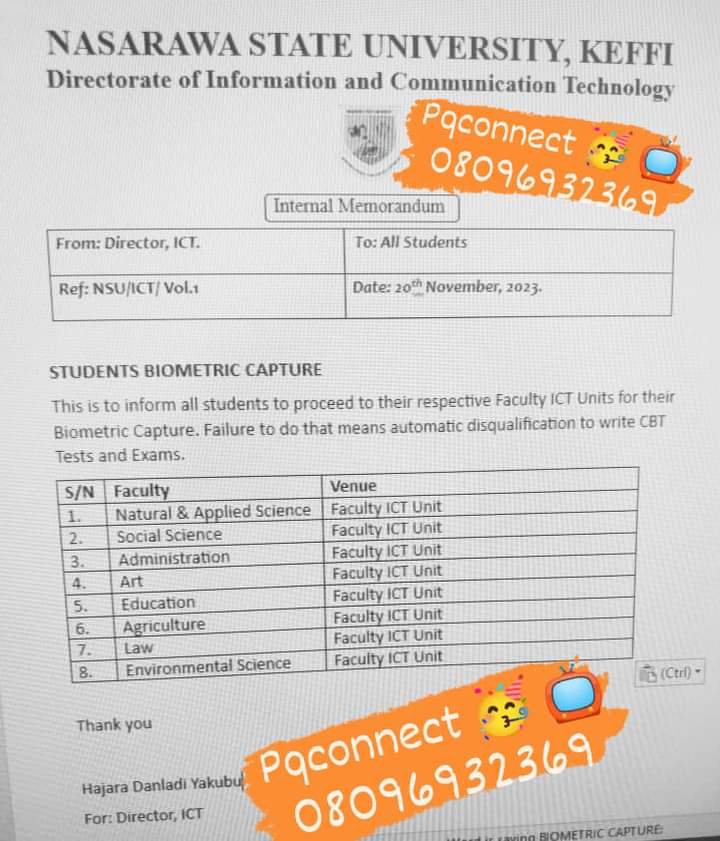 BREAKING:NSUK MGT DIRECTS ALL STUDENTS TO COMMENCE BIO-DATA CAPTURING AHEAD OF ITS GST CBT EXAMS