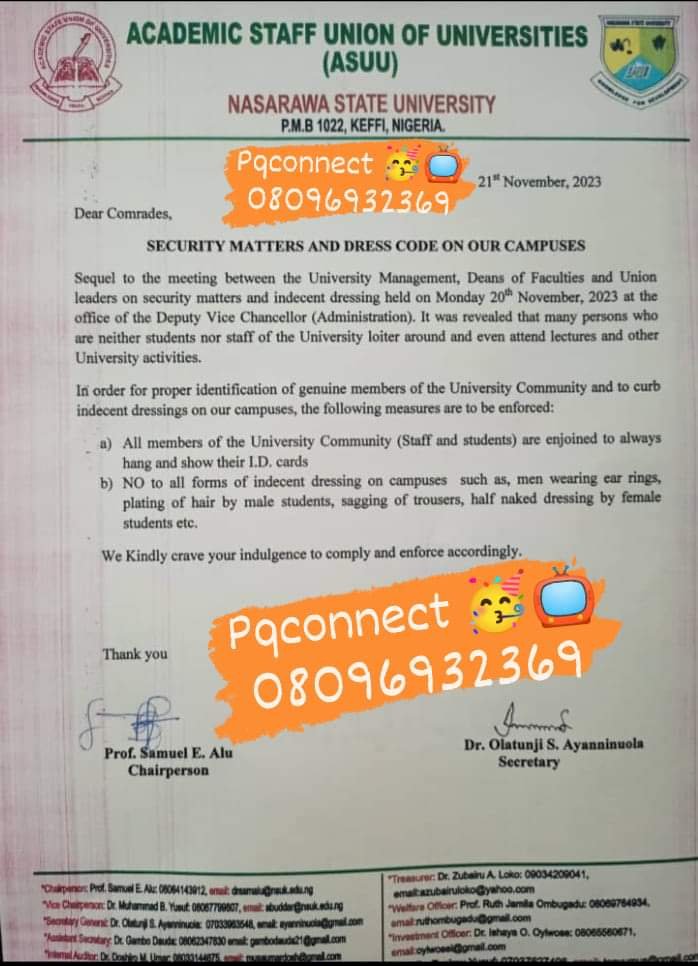 JUST-IN:NSUK ASUU chapter in collaboration with the MGT puts measures to curb insecurities..